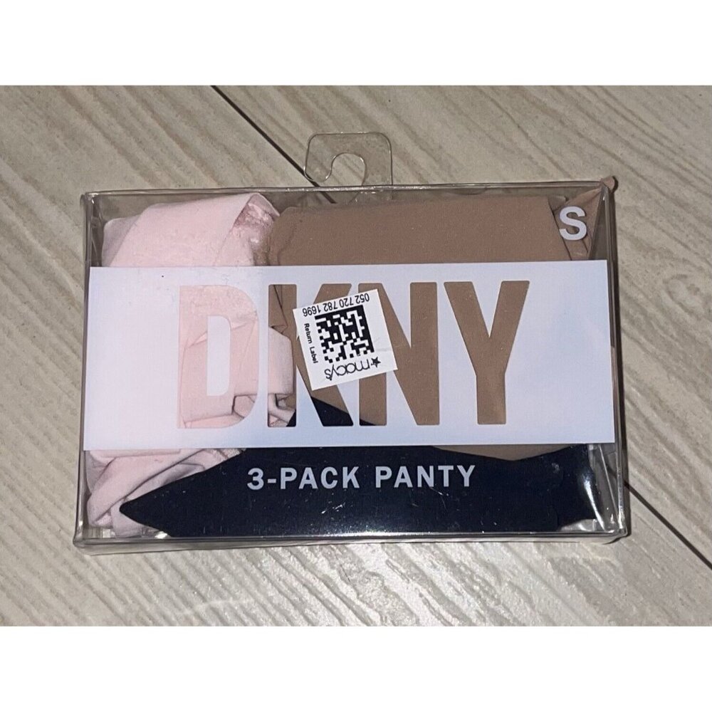 3 Pairs DKNY Womens Cut Anywhere Thong Panties DK5026 S Small Pink Beige Black
